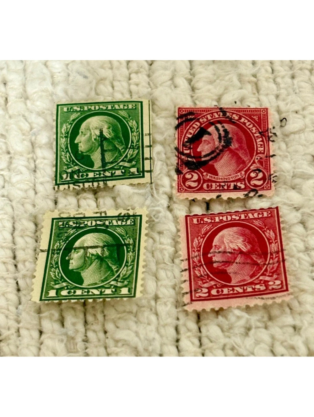 1912 Washington 1c & 2c used set, w/ watermarks set includes 4 stamps